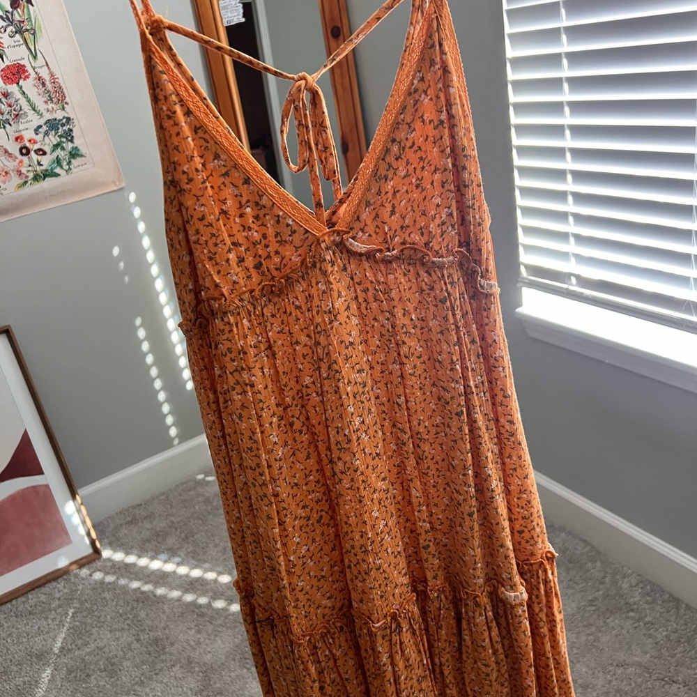 Wild Fable Orange Floral Backless Dress